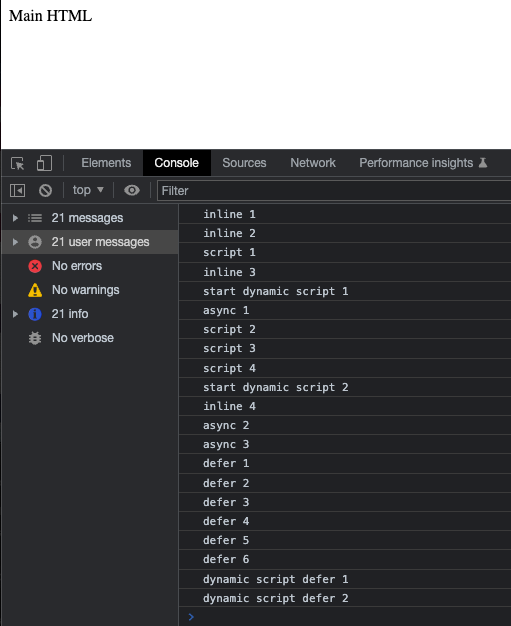 result of different script loading