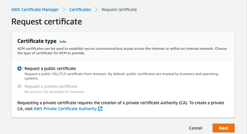 Request a Public certificate