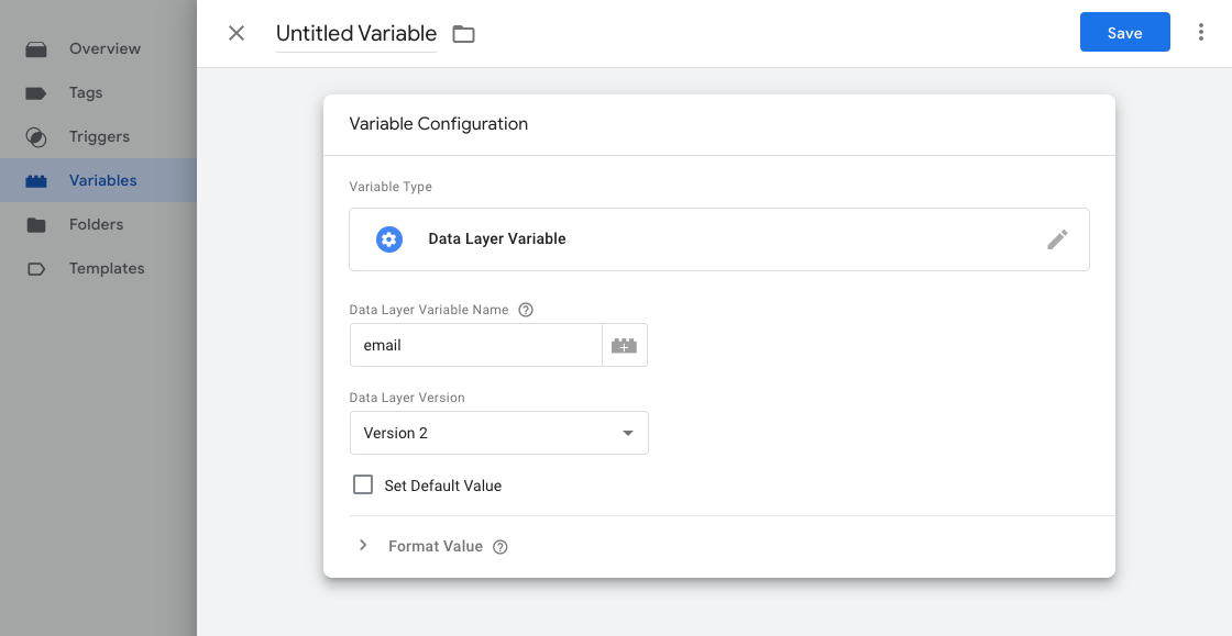 Enter dataLayer variable for Custom Events