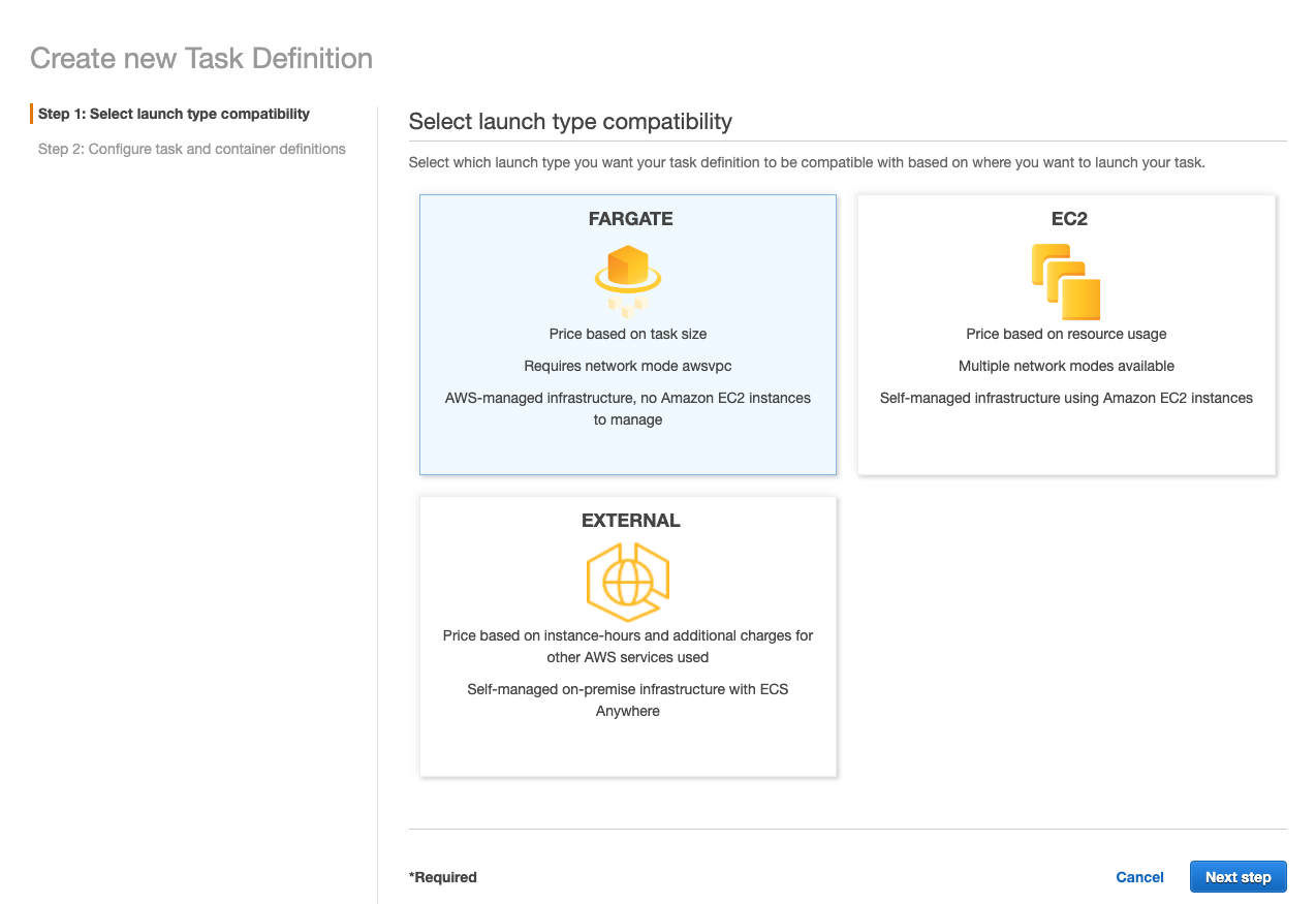 create Task definition