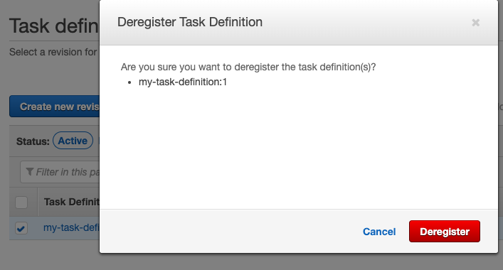Delete Task Definition
